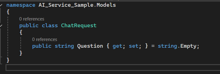 Add a model such as ChatRequest