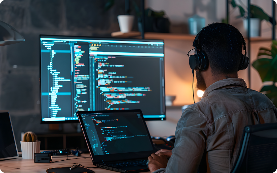 Open source development team at work